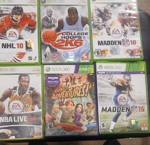 Xbox 360 Sports Game Bundle - Green Cases (EA Sports & Kinect)